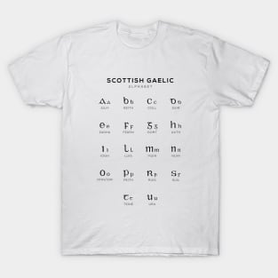 Scottish Gaelic Alphabet, Language Learning Chart White T-Shirt